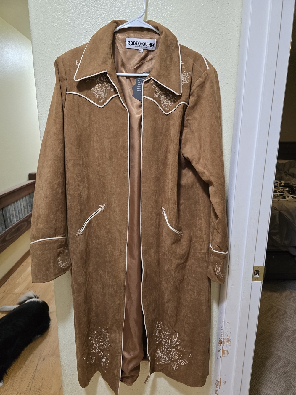 Rodeo Quuncy Hall Of Fame Brown Western-Style Suede Coat